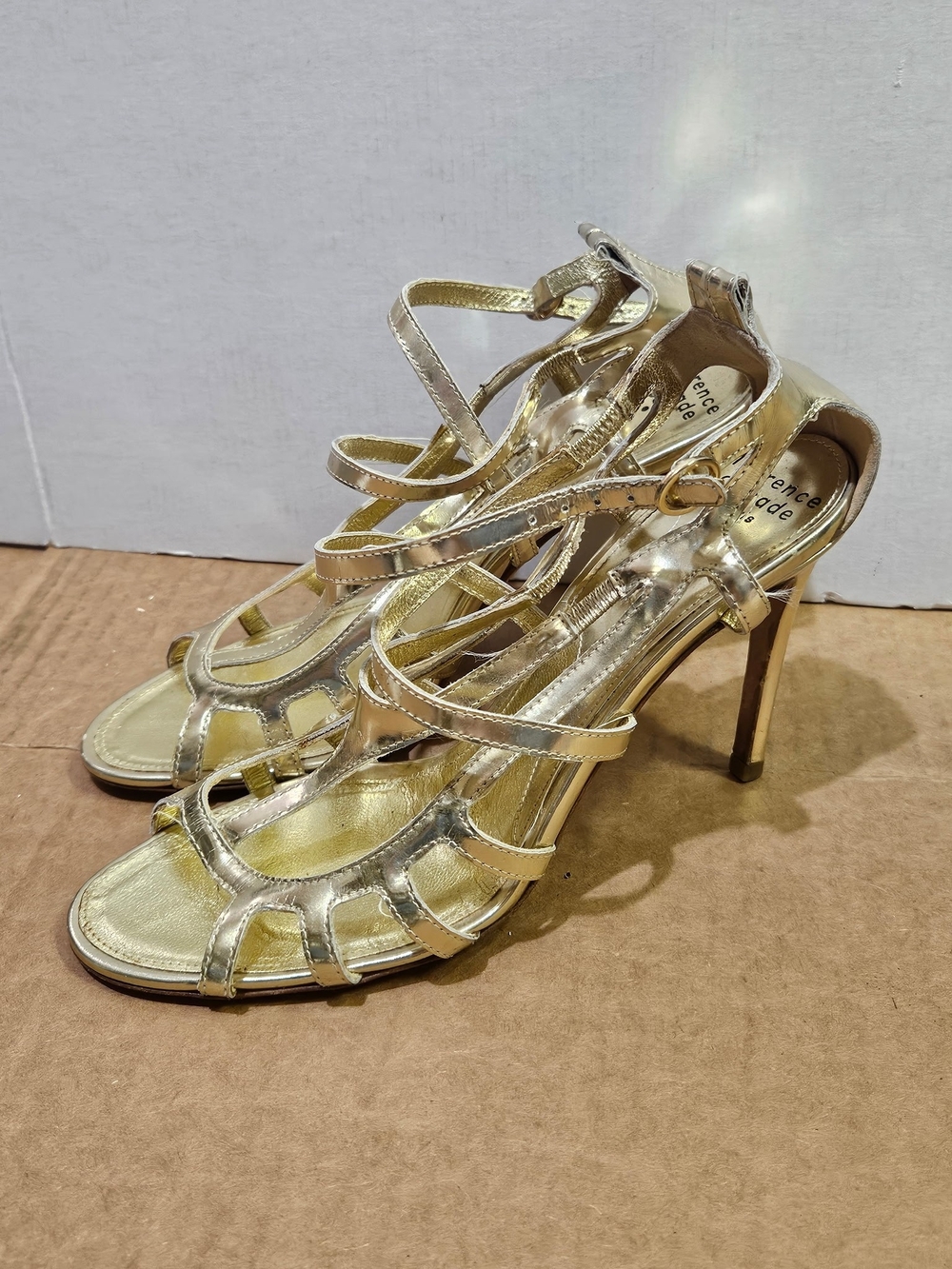 Laurence Dacade Gold Strappy High Heel Sandals